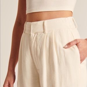 Abercrombie Tailored Linen-Blend Wide Leg Pant